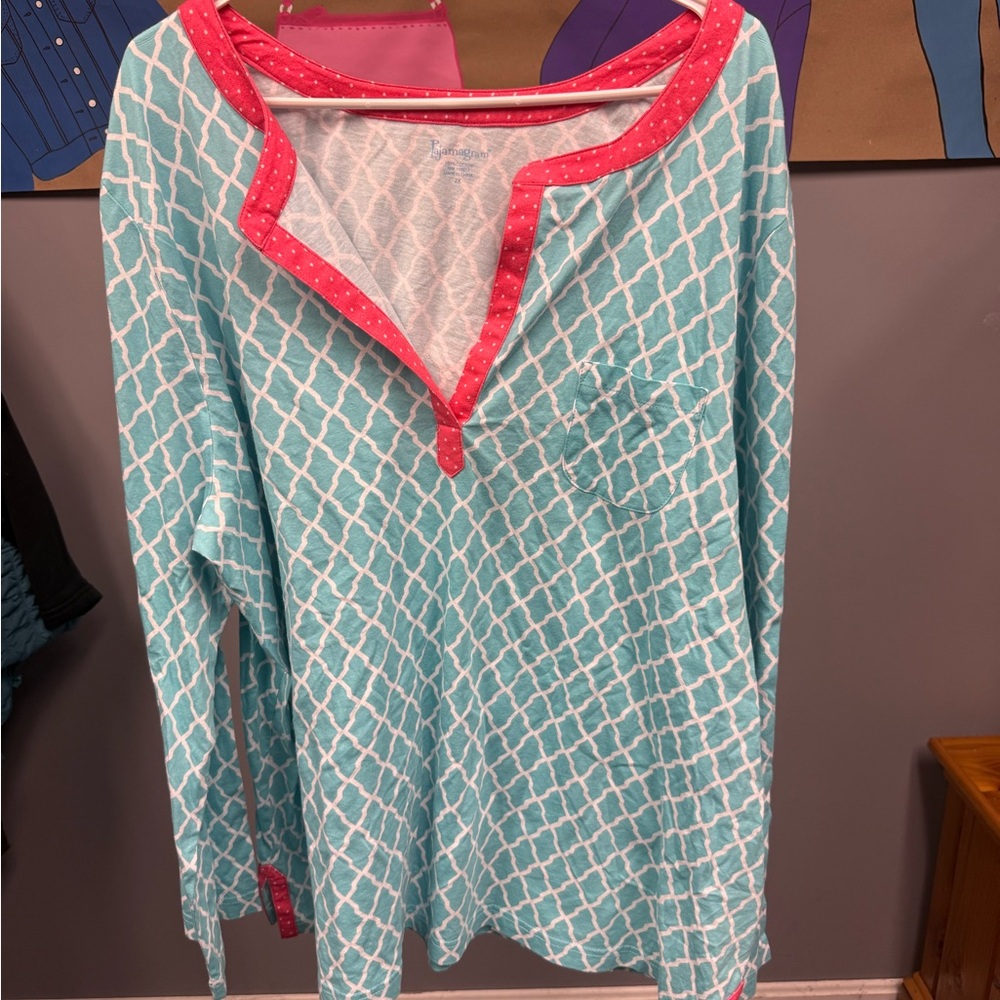 NWT Aqua and Pink Pajamagram pajamas